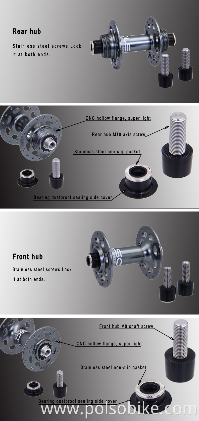 Fixed Gear Bike Hub Front 9*100mm Rear 10*120mm China Manufacturer